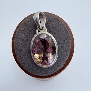 Smoky Quartz Briolette Bezel Set Pendant Sterling Silver 925 Size 1.25" Length